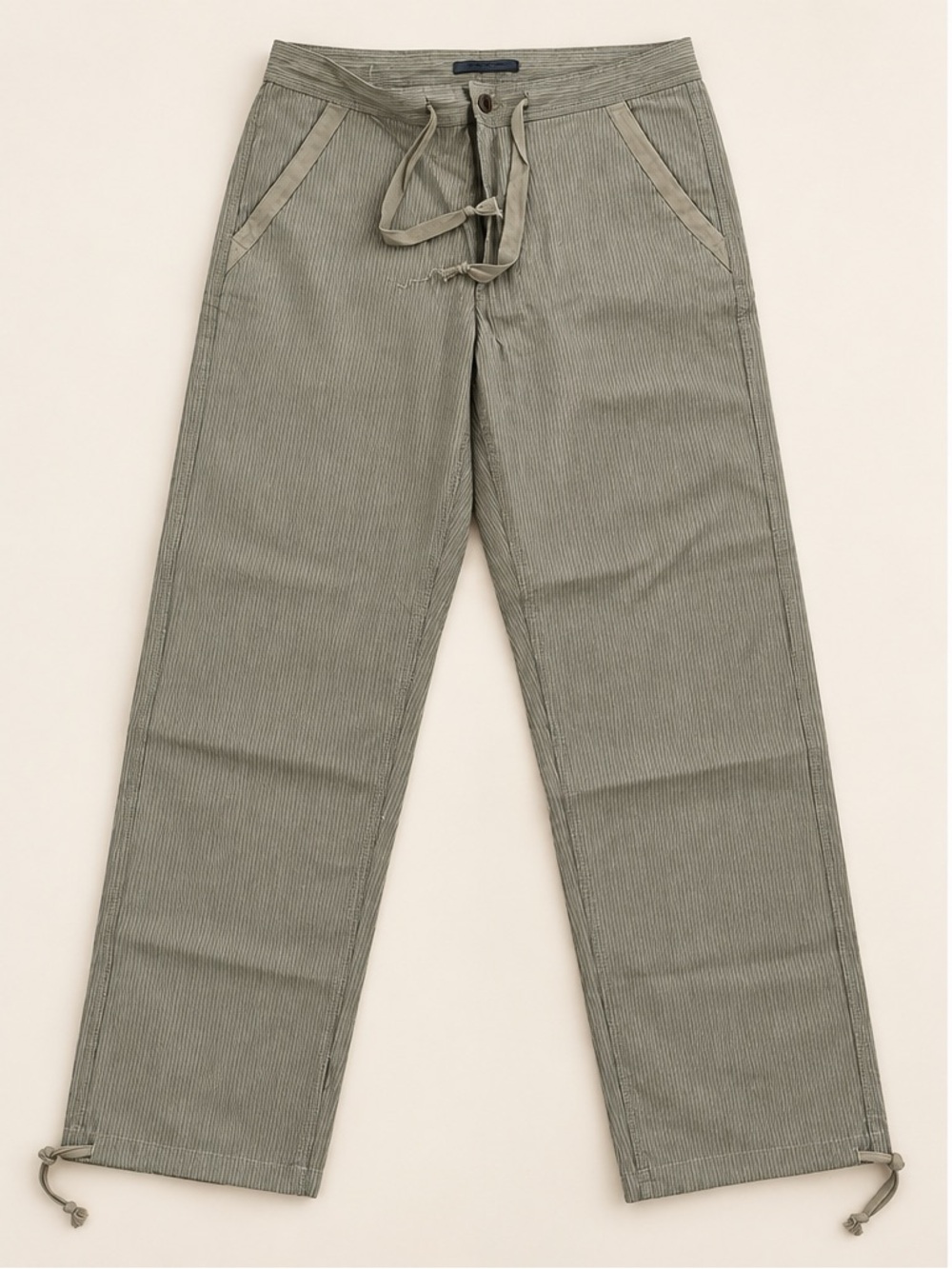 John Varvatos Men’s Olive Pinstripe Drawstring Pants IT 48
